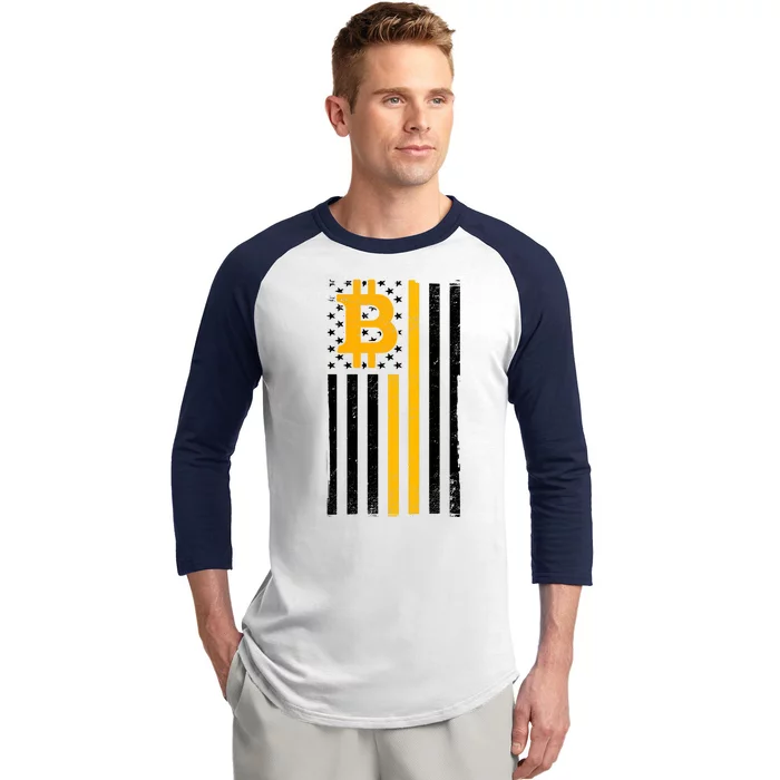 Bitcoin American Flag Crypto Baseball Sleeve Shirt