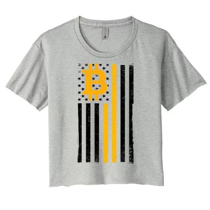 Bitcoin American Flag Crypto Women's Crop Top Tee