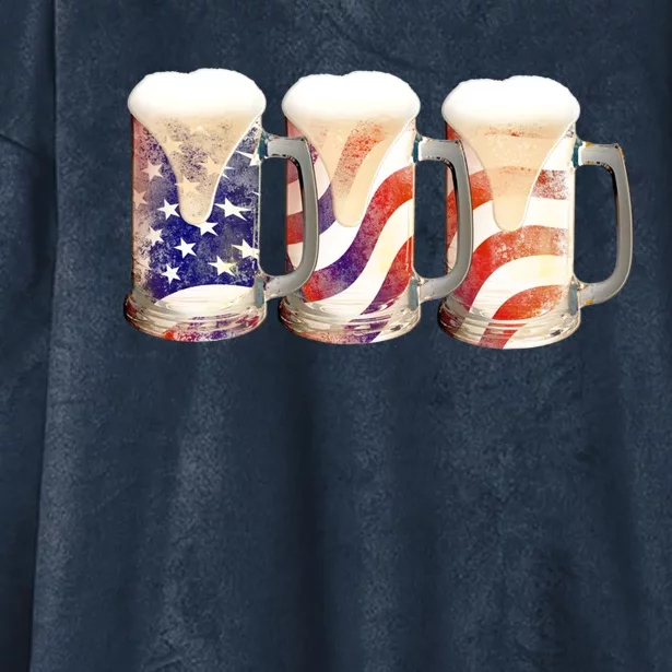 Beer American Flag 4Th Of July Labor Day Meaningful Gift Hooded Wearable Blanket