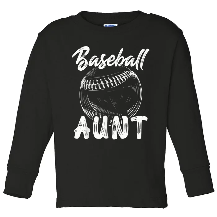 Baseball Aunt For Wo Family Matching Players Team Auntie Toddler Long Sleeve Shirt