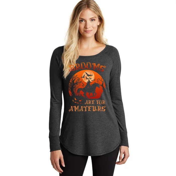 Brooms Are For Amateurs Witch Riding Horse Halloween Women's Perfect Tri Tunic Long Sleeve Shirt