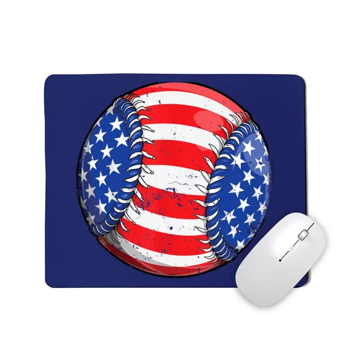 Baseball American Flag 4th Of July Boy Retro Ball Sport Mousepad