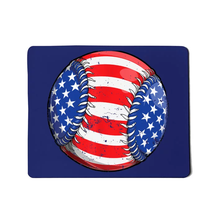 Baseball American Flag 4th Of July Boy Retro Ball Sport Mousepad