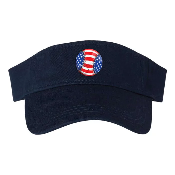 Baseball American Flag 4th Of July Boy Retro Ball Sport Valucap Bio-Washed Visor