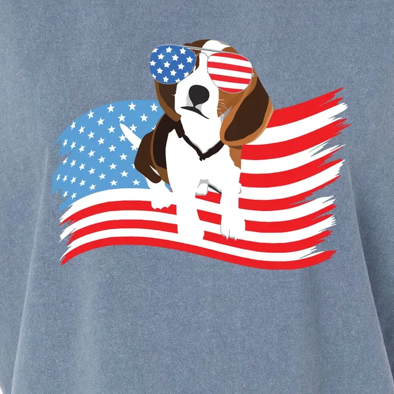 Beagle American Flag 4th Of July Dog Patriotic T Garment-Dyed Women's Muscle Tee