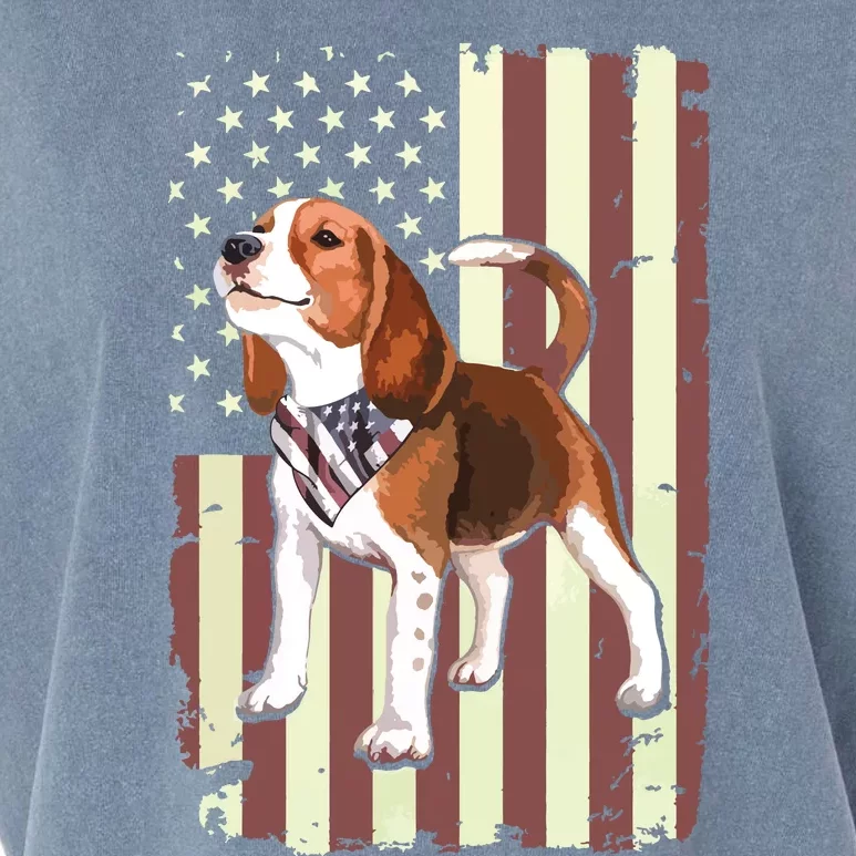 Beagle American Flag Bandana Patriotic 4th Of July T Garment-Dyed Women's Muscle Tee