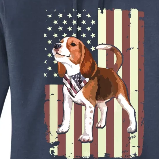 Beagle American Flag Bandana Patriotic 4th Of July T Women's Pullover Hoodie