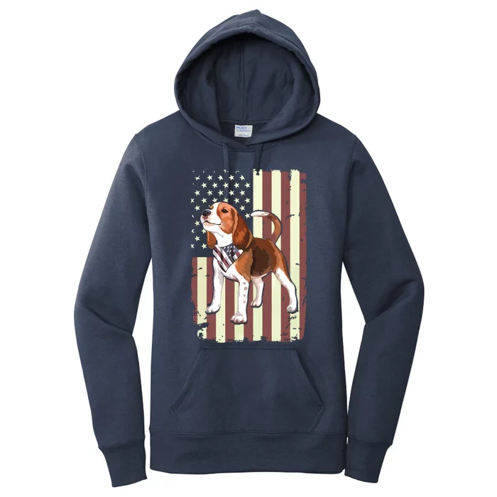 Beagle American Flag Bandana Patriotic 4th Of July T Women's Pullover Hoodie