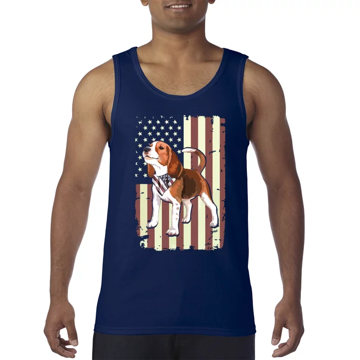 Beagle American Flag Bandana Patriotic 4th Of July T Tank Top