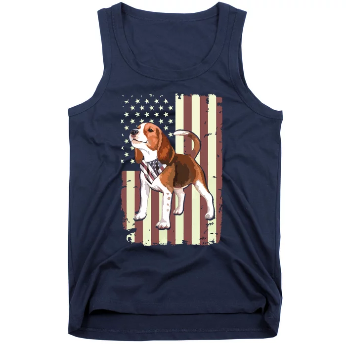 Beagle American Flag Bandana Patriotic 4th Of July T Tank Top