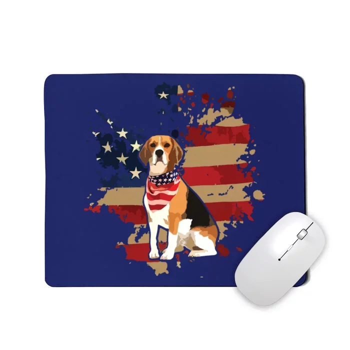 Beagle American Flag Bandana Vintage Patriotic 4th Of July Mousepad