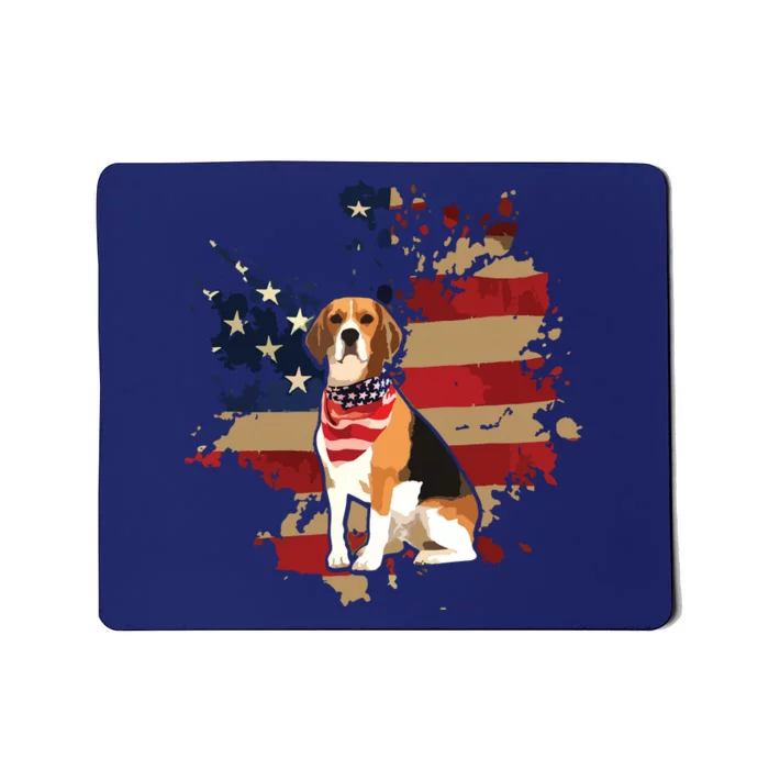 Beagle American Flag Bandana Vintage Patriotic 4th Of July Mousepad