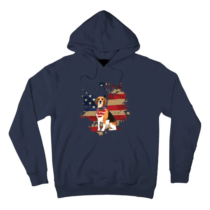 Beagle American Flag Bandana Vintage Patriotic 4th Of July Tall Hoodie