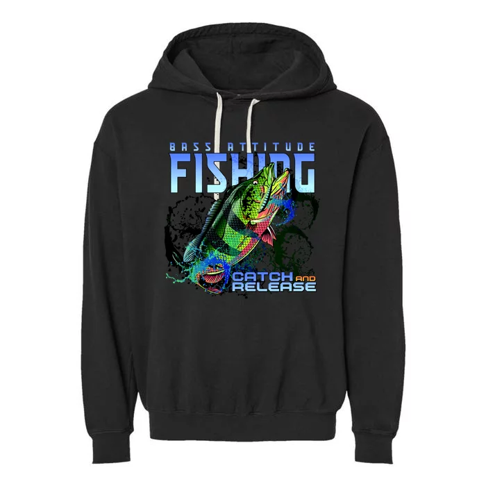 Bass Attitude Fishing Catch And Release Garment-Dyed Fleece Hoodie