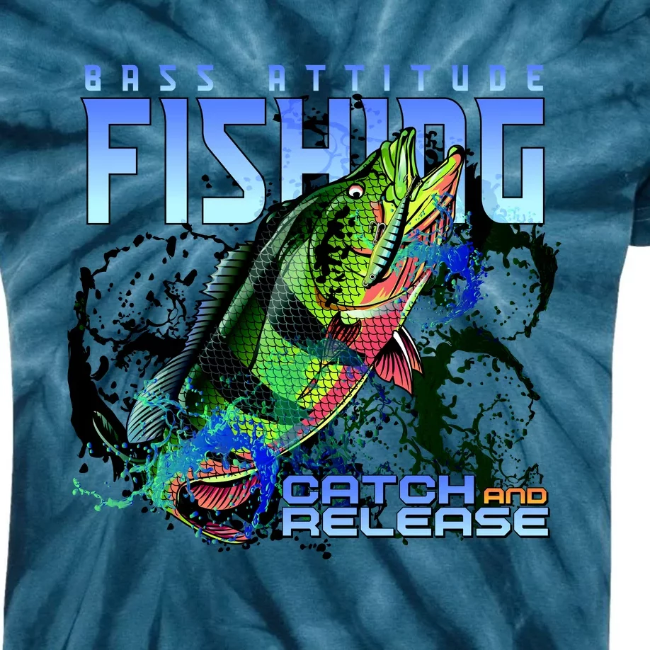 Bass Attitude Fishing Catch And Release Kids Tie-Dye T-Shirt