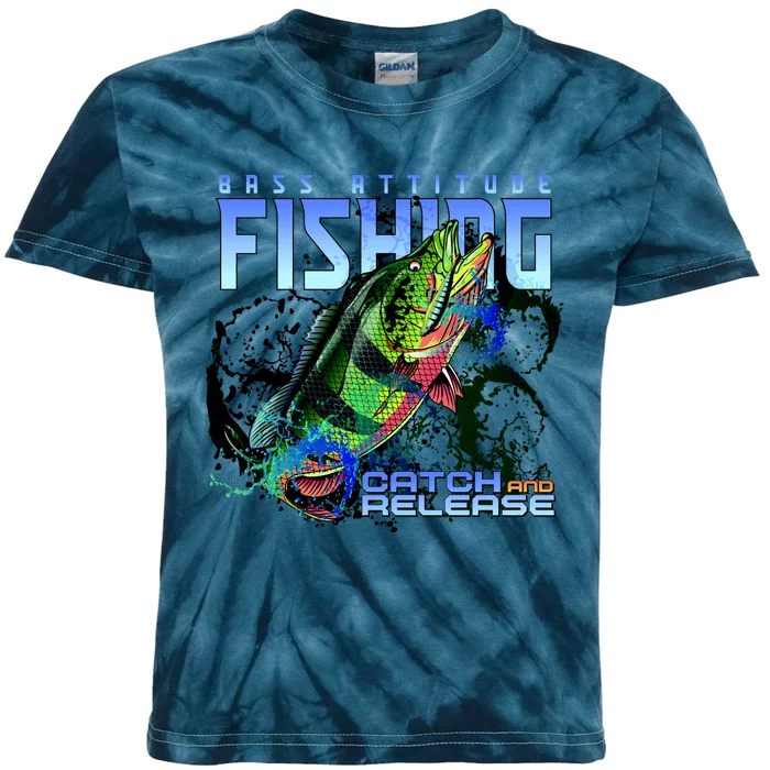 Bass Attitude Fishing Catch And Release Kids Tie-Dye T-Shirt