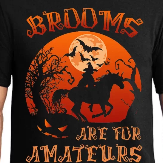 Brooms Are For Amateurs Witch Riding Horse Halloween Pajama Set