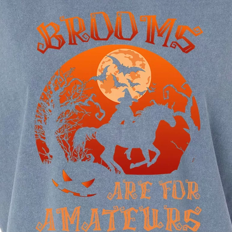 Brooms Are For Amateurs Witch Riding Horse Halloween Garment-Dyed Women's Muscle Tee