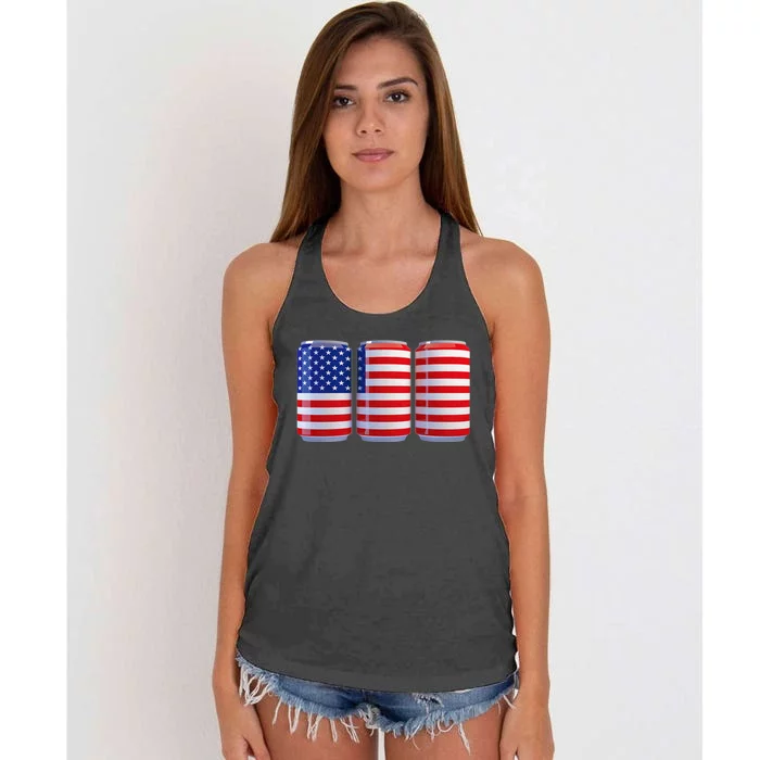 Beer American Flag 4th Of July Merica Usa Women's Knotted Racerback Tank