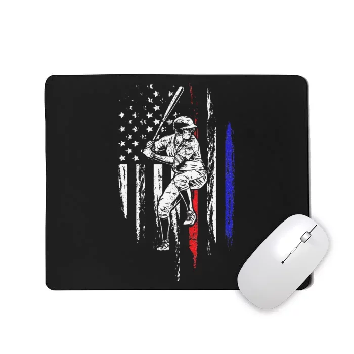 Baseball American Flag Batter Hitting USA 4th Of July Gift Mousepad