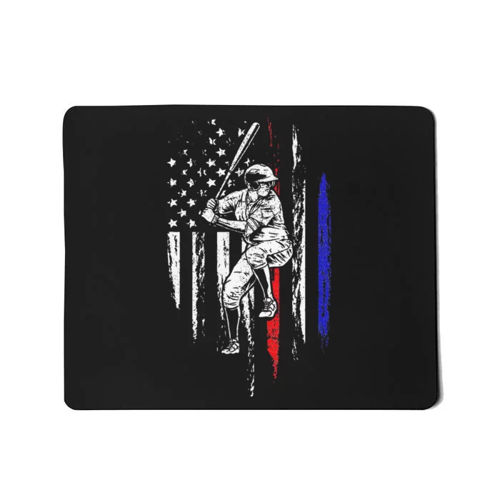 Baseball American Flag Batter Hitting USA 4th Of July Gift Mousepad