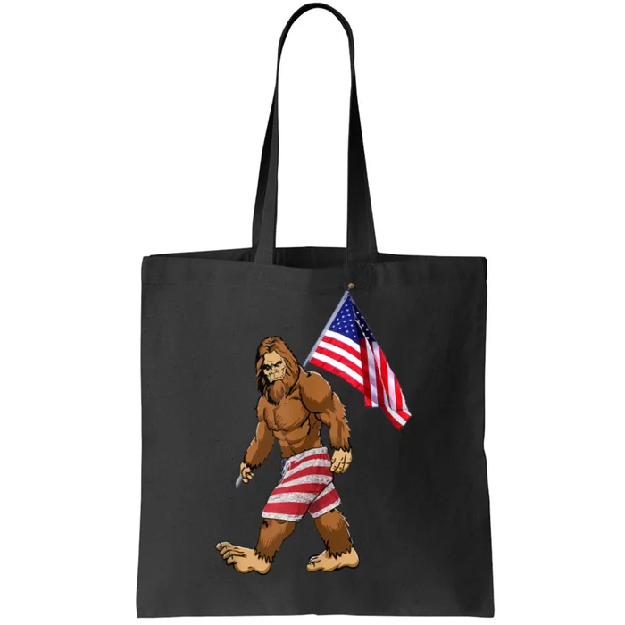 Bigfoot American Flag Gifts 4th July Sasquatch Believe Kids Tote Bag