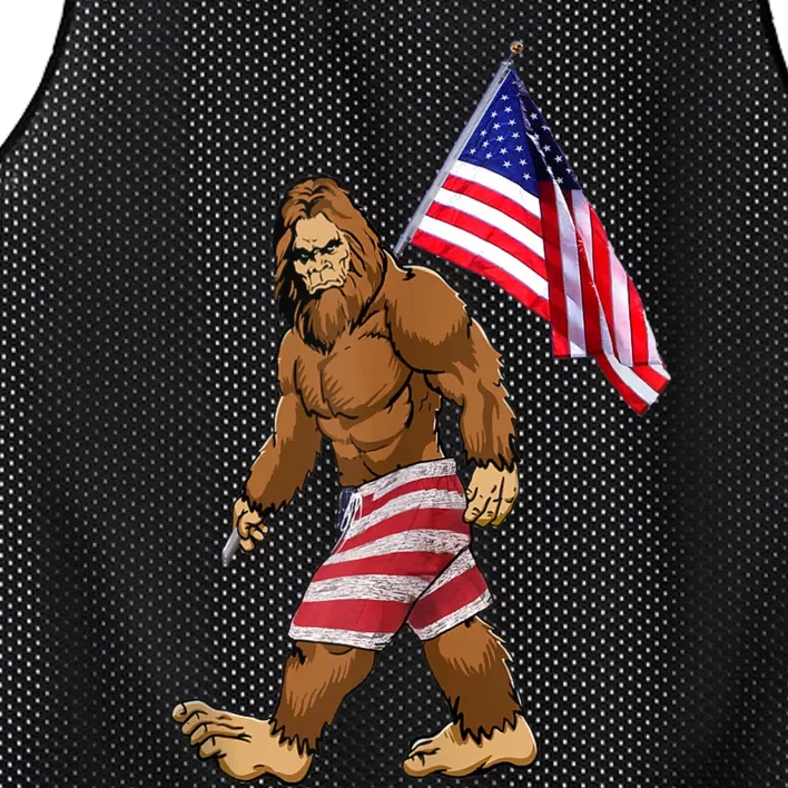 Bigfoot American Flag Gifts 4th July Sasquatch Believe Kids Mesh Reversible Basketball Jersey Tank