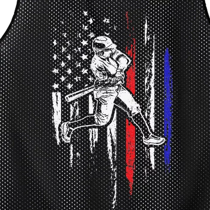 Baseball American Flag Batter Hitting USA 4th Of July Gift Mesh Reversible Basketball Jersey Tank