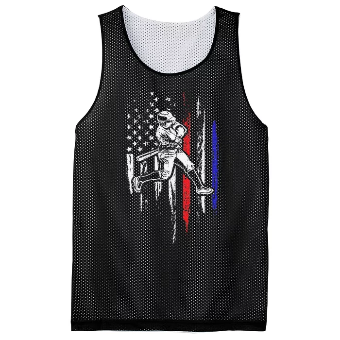 Baseball American Flag Batter Hitting USA 4th Of July Gift Mesh Reversible Basketball Jersey Tank