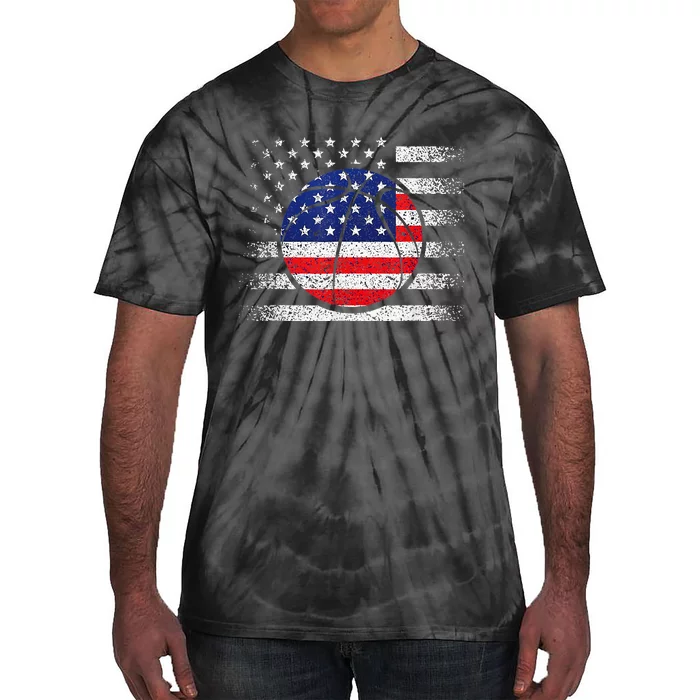 Basketball American Flag 4th Of July USA Sports Team Players Tie-Dye T-Shirt