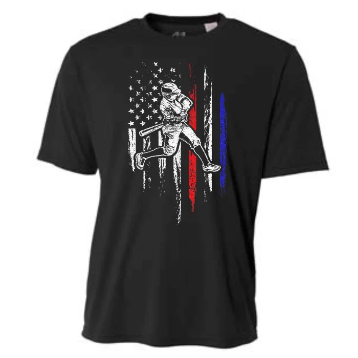 Baseball American Flag Batter Hitting Usa Cooling Performance Crew T-Shirt