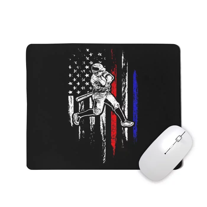 Baseball American Flag Batter Hitting Usa Mousepad