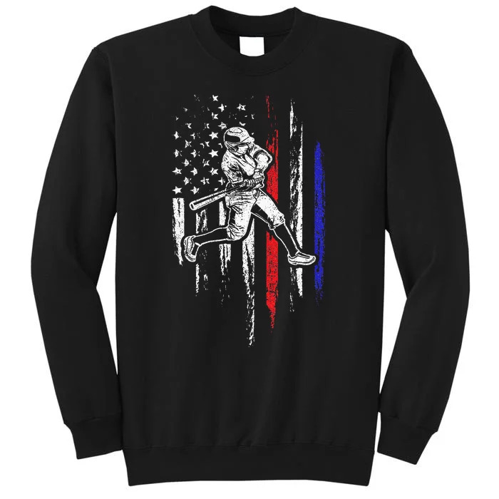 Baseball American Flag Batter Hitting Usa Tall Sweatshirt