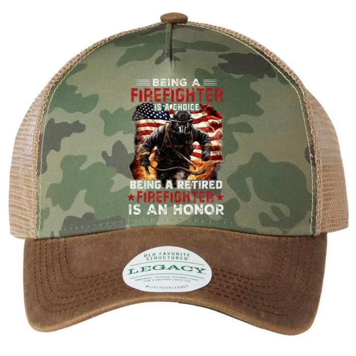 Being A Firefighter Is A Choice Being A Retired Firefighter Legacy Tie Dye Trucker Hat