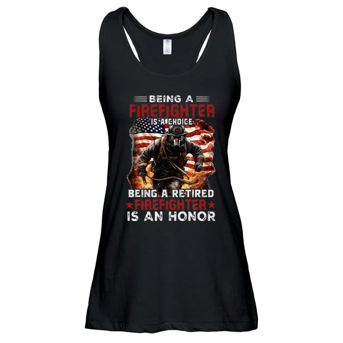 Being A Firefighter Is A Choice Being A Retired Firefighter Ladies Essential Flowy Tank