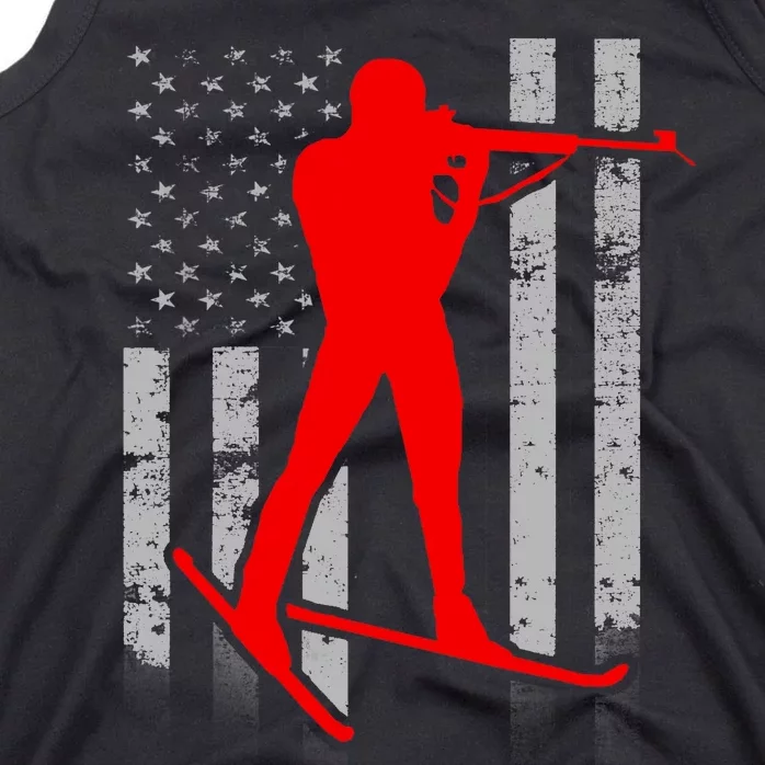 Biathlon American Flag Red Male Biathlete Flag Tank Top