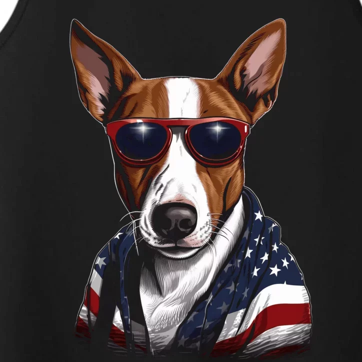 Basenji American Flag USA Tee 4th July Gifts Graphic Tees Performance Tank