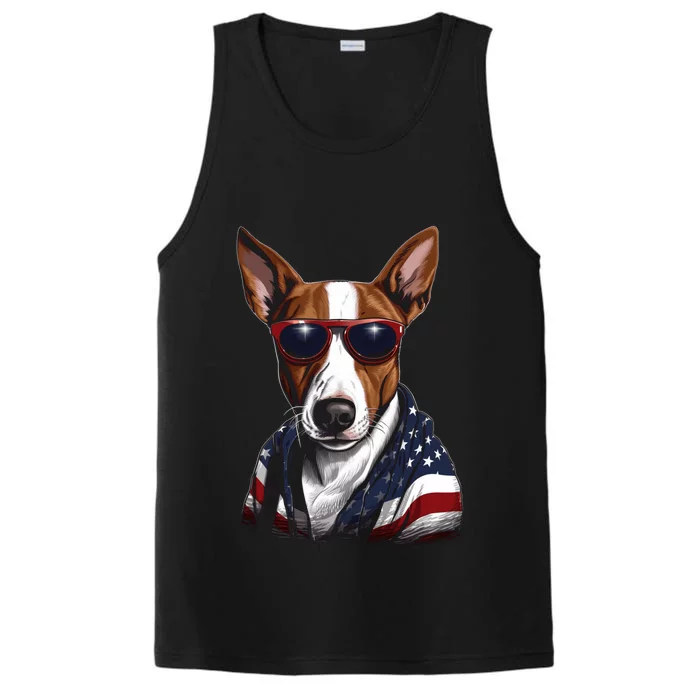 Basenji American Flag USA Tee 4th July Gifts Graphic Tees Performance Tank