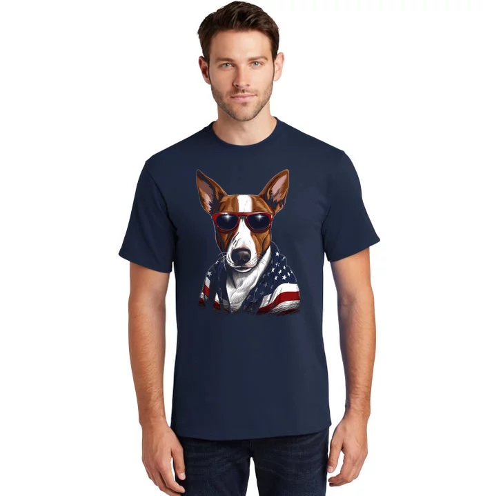 Basenji American Flag USA Tee 4th July Gifts Graphic Tees Tall T-Shirt