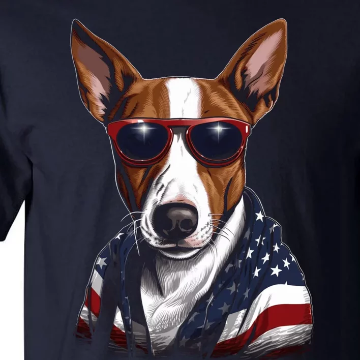 Basenji American Flag USA Tee 4th July Gifts Graphic Tees Tall T-Shirt