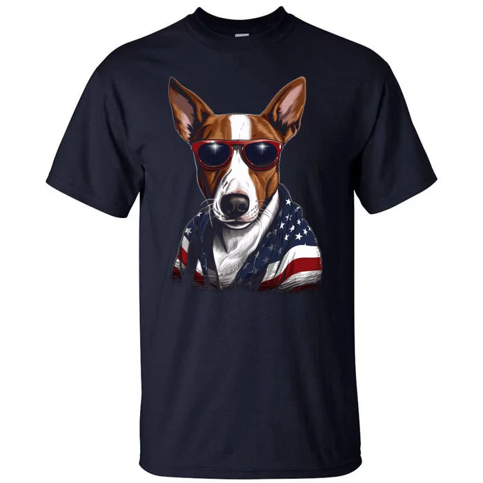 Basenji American Flag USA Tee 4th July Gifts Graphic Tees Tall T-Shirt