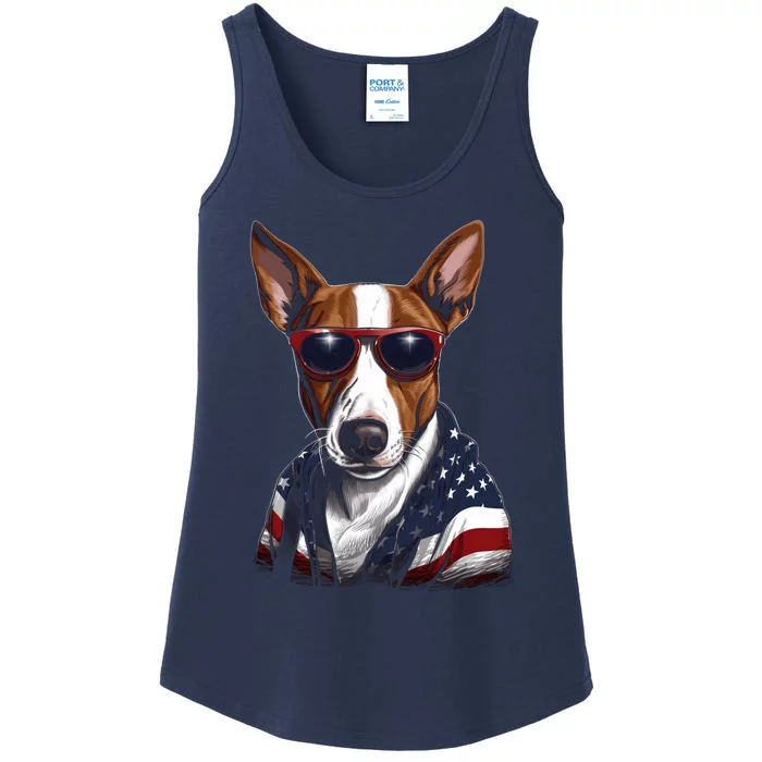 Basenji American Flag USA Tee 4th July Gifts Graphic Tees Ladies Essential Tank