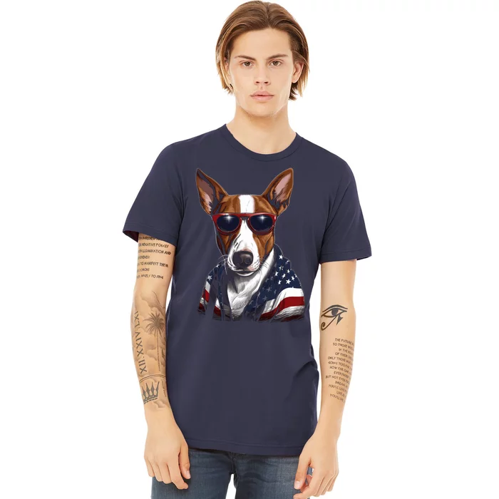 Basenji American Flag USA Tee 4th July Gifts Graphic Tees Premium T-Shirt