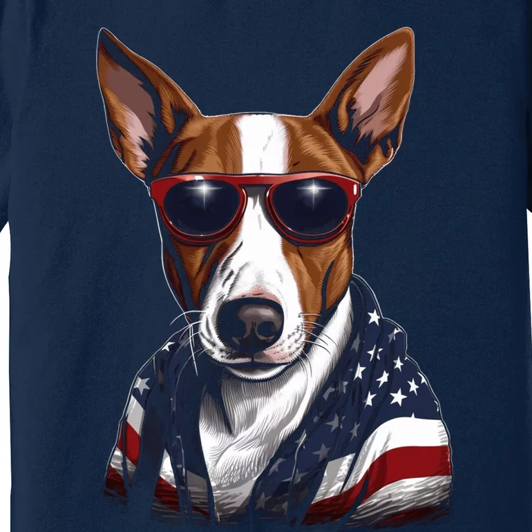 Basenji American Flag USA Tee 4th July Gifts Graphic Tees Premium T-Shirt