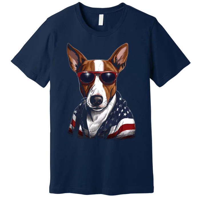 Basenji American Flag USA Tee 4th July Gifts Graphic Tees Premium T-Shirt