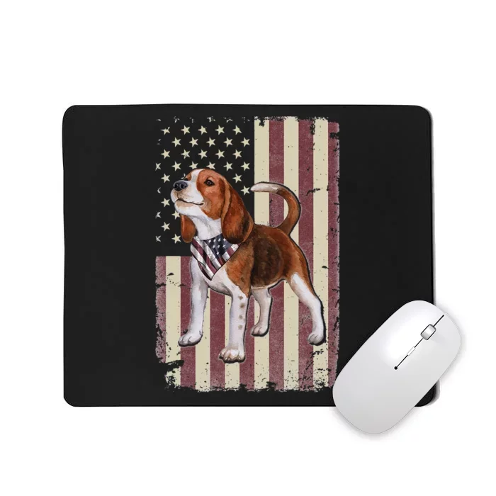 Beagle American Flag Bandana Patriotic 4th Of July Mousepad