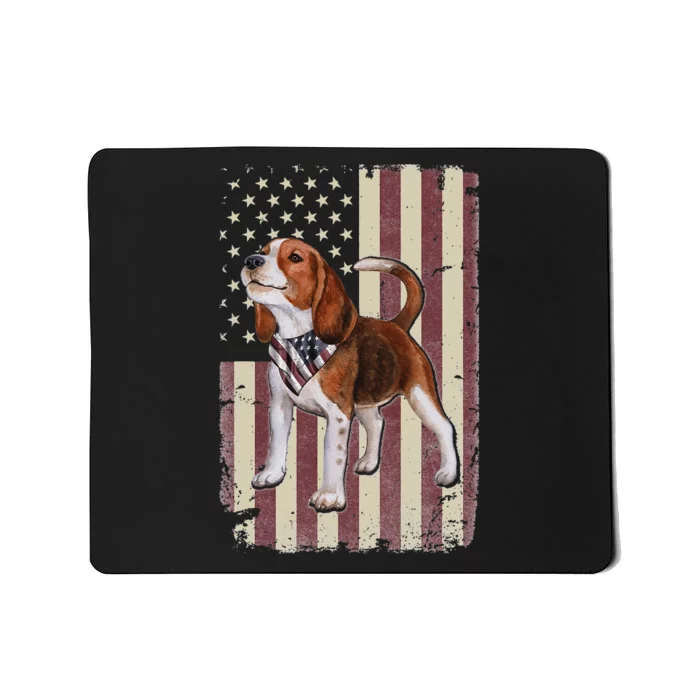 Beagle American Flag Bandana Patriotic 4th Of July Mousepad