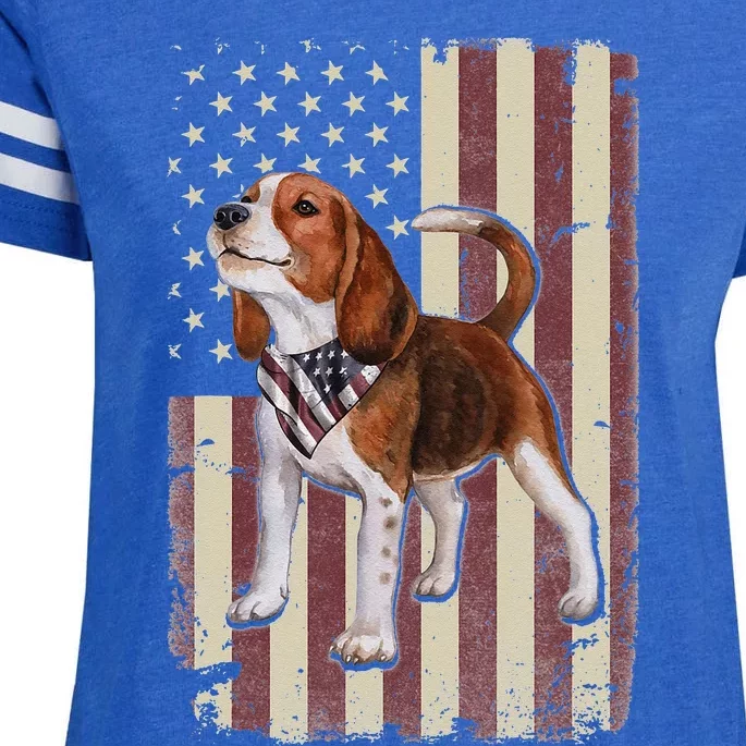 Beagle American Flag Bandana Patriotic 4th Of July Enza Ladies Jersey Football T-Shirt