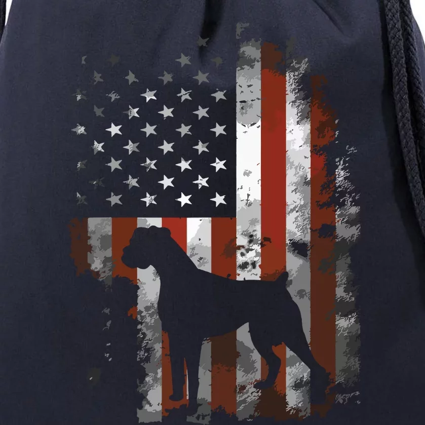 Boxer American Flag USA 4th Of July Dog Gifts Drawstring Bag