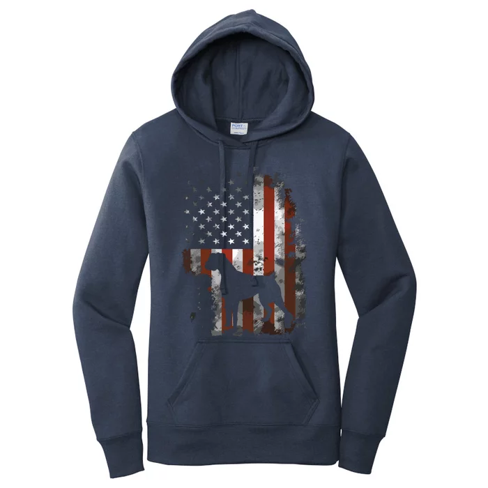 Boxer American Flag USA 4th Of July Dog Gifts Women's Pullover Hoodie